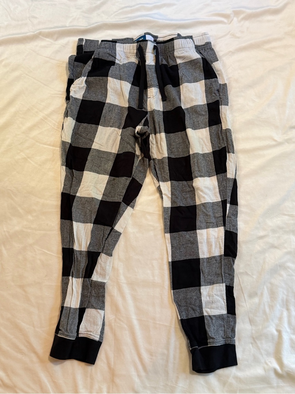 Old Navy Black and White Plaid Jogger Pants